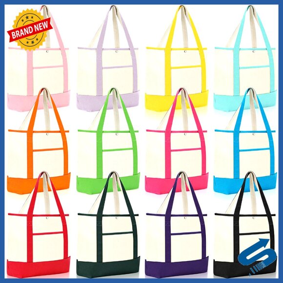 Canvas Tote Bags Reusable Shopping Blank DIY Minimal Chic Everyday Use